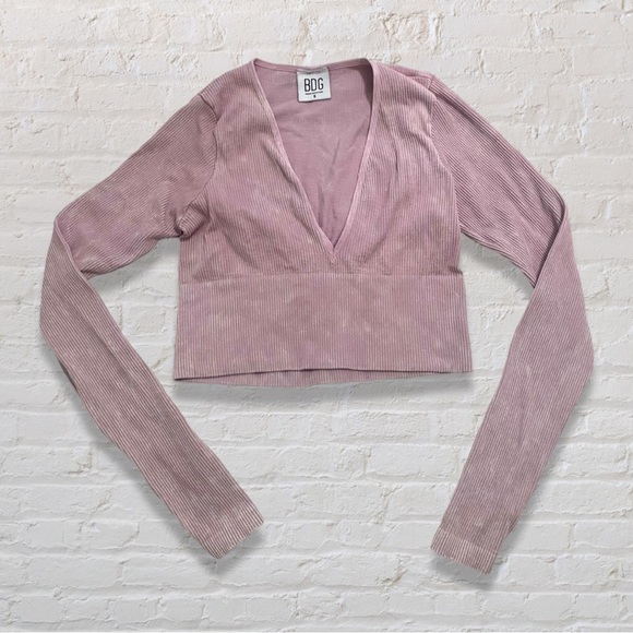 BDG Tops - Urban Outfitters BDG Ribbed V-Neck Long Sleeve Shirt